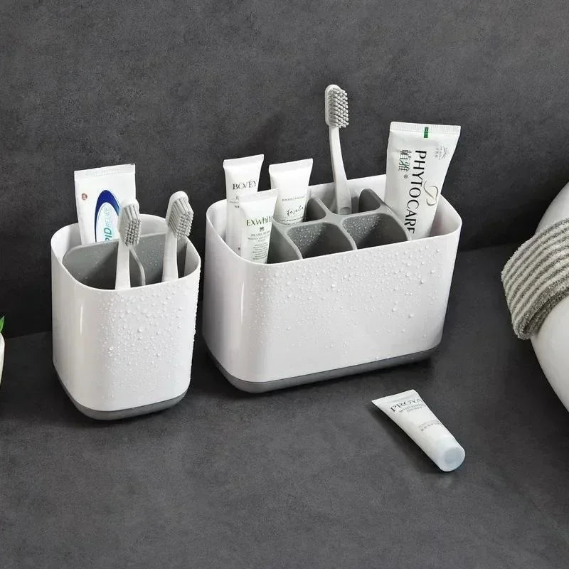 Electric Toothbrush Makeup Brush Holder Toothpaste Storage Case Large Capacity Detachable Portable with Drain Hole Storage Rack
