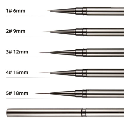 5PCS/set 6/9/12/15/18mm Nail Liner Brush Set Drawing Lines Stripe Painting Flower Pen Nail Art Manicure Metal Handle Brush Set