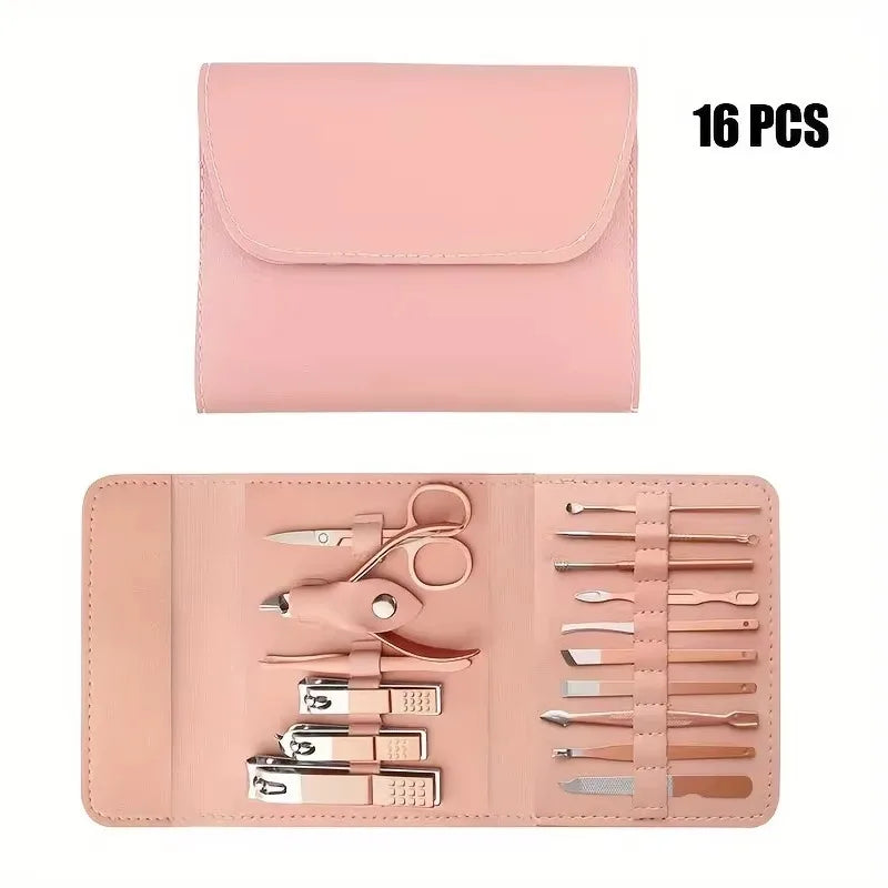 ‌16-Piece Professional Nail Clipper Set, Stainless Steel Fingernail and Toenail Tools, Unisex Nail Care Kit