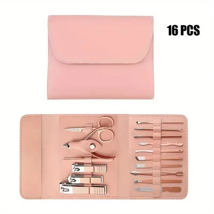 ‌16-Piece Professional Nail Clipper Set, Stainless Steel Fingernail and Toenail Tools, Unisex Nail Care Kit