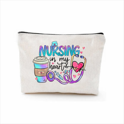 1pc Makeup Bag with A Cartoon Nurse Design Cosmetic Pouch Lightweight for International Nurses Day Storage Beauty Case