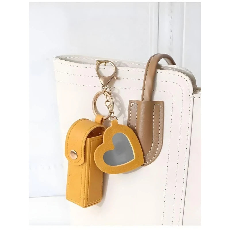 Portable Lipstick Mouth Red Envelope Gift Coin Purse Keychain Lipstick Mini Storage Bag Change Fashion Storage Box with Mirror