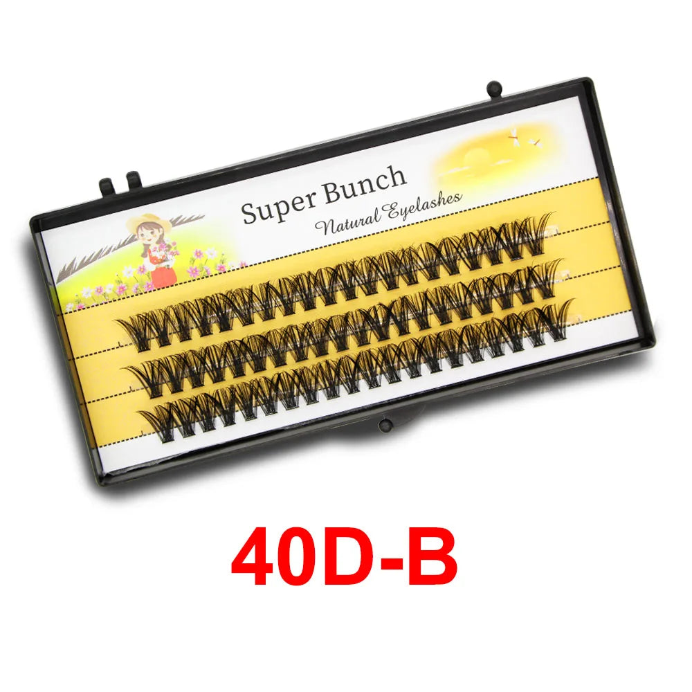Super Bunch Wide Base 30D/40D/60D/80D Individual Eyelashes Cluster Russia Volume Eyelash Extension False Silk Lashes Makeup Tool