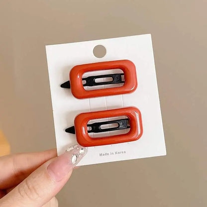 2pcs Girls Cute Hairpins Sweet Hair Clips Square Hair Side Bangs Clip Barrettes Makeup Tools Women Headwear Hair Accessories