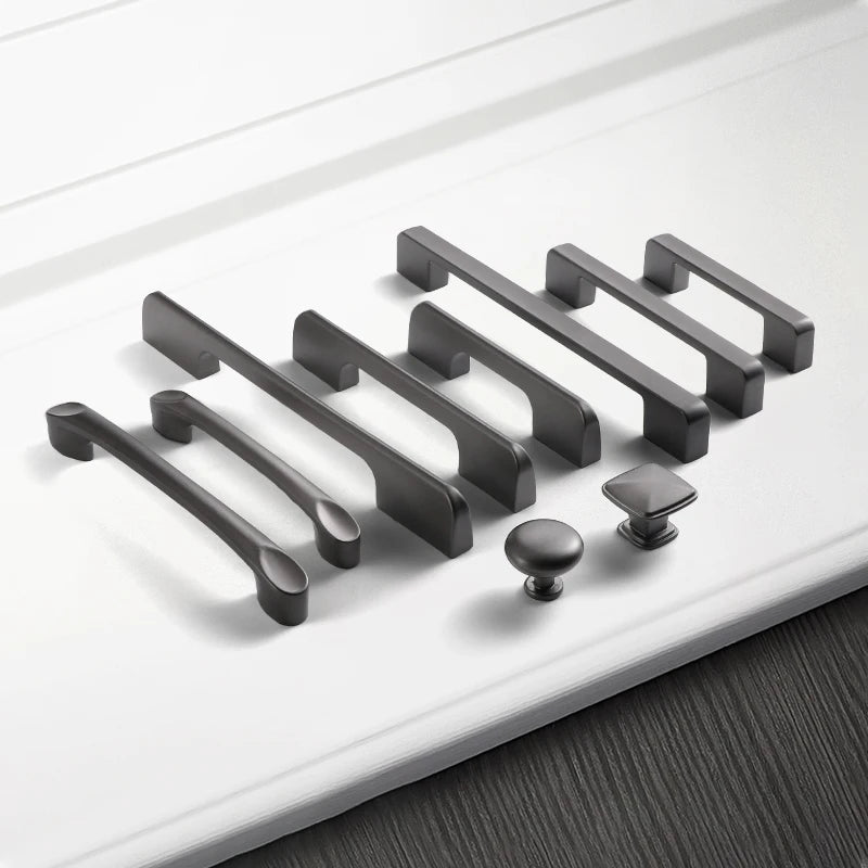 Aluminum alloy cabinet handle, gray wardrobe handle, makeup table handle, 96mm/128mm storage room cabinet handle