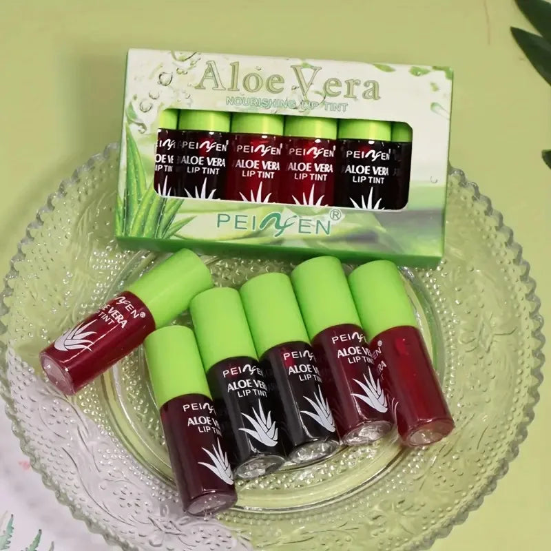 6 Color Aloe Vera Liquid Lipstick Set Color Changing Lip Gloss Lasting Moisturizing Lip Tint Beauty Korean Cosmetics Makeup Tool