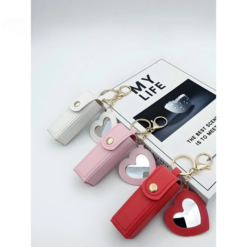 Portable Lipstick Mouth Red Envelope Gift Coin Purse Keychain Lipstick Mini Storage Bag Change Fashion Storage Box with Mirror