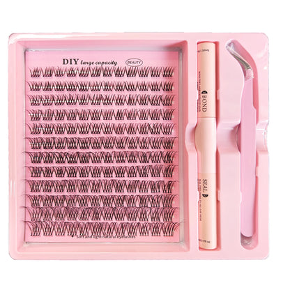 DIY Clusters Lash Kit Full Set 8-16mm Mix Bond&Seal Tweezers Lash for Self Application Makeup Individual Eyelash Extensions