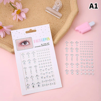 Makeup Diamond Eyes Face Festival DIY Body Crystal Gems Tattoo Adhesive Rhinestone Nail Art Decoration Acrylic Eyeshadow Sticker
