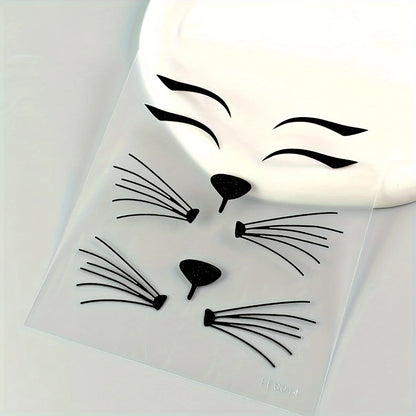 [Black/Pink Cat Stickers] Animal Face Makeup for Halloween Facial Decoration, Party Decorations, Carnival/Mardi Gras/Masquerade.