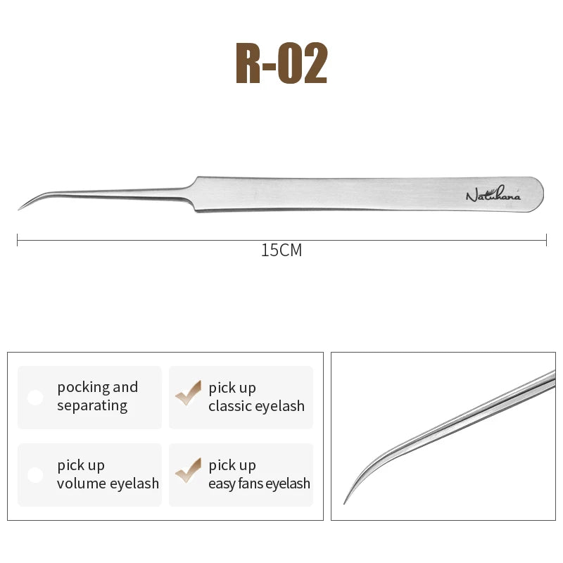 NATUHANA Professional Eyelash Extension Tweezers, High Precision Anti-Static Stainless Steel Lash Tools for Volume & Isolation