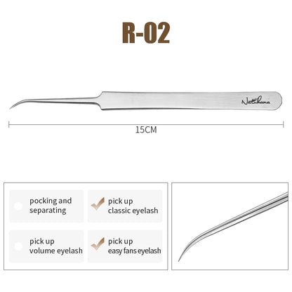 NATUHANA Professional Eyelash Extension Tweezers, High Precision Anti-Static Stainless Steel Lash Tools for Volume & Isolation