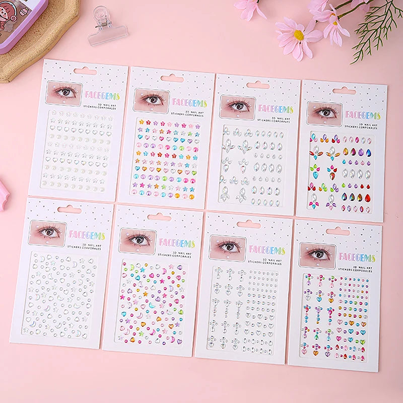 Makeup Diamond Eyes Face Festival DIY Body Crystal Gems Tattoo Adhesive Rhinestone Nail Art Decoration Acrylic Eyeshadow Sticker