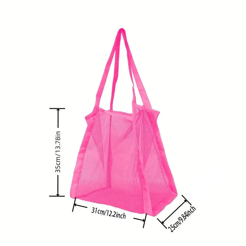 Handheld Large Capacity Portable Breathable Foldable Mesh Storage Bag Sand Away Beach Bag For Toys Outdoor Swimming