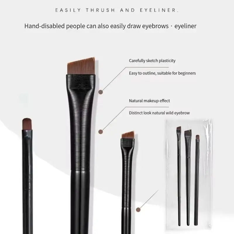 3PCS Eyeliner Eyebrow Contour Makeup Brush Super Soft Fiber Comfortable Grip Soft And Natural Makeup Application Eyeliner Brush