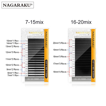 NAGARAKU 7~25mm B C D L LC LD N premium natural synthetic mink classic false eyelashes individual eyelash extensions makeup tool