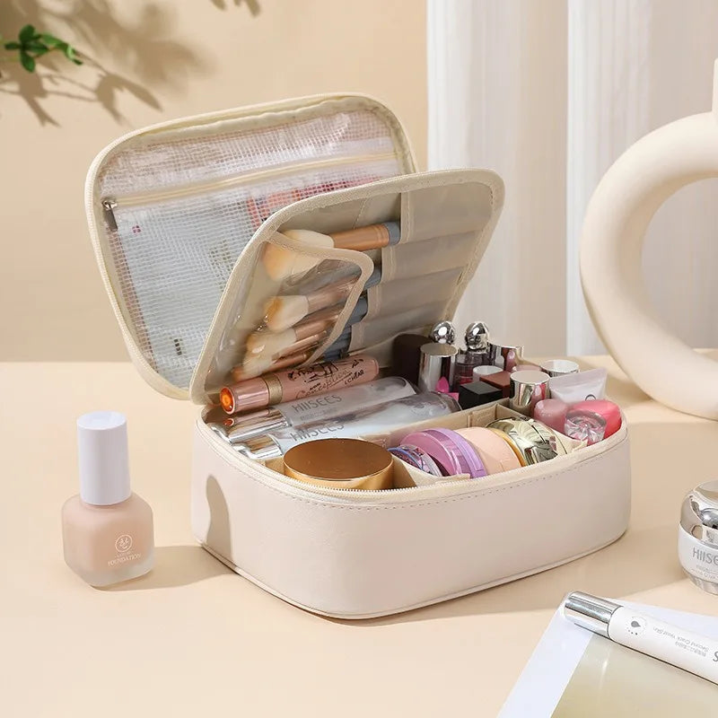 Waterproof Travel Storage Bag Large Capacity Portable Handbag with Dividers for Cosmetic Organization Makeup Bag for Outdoors