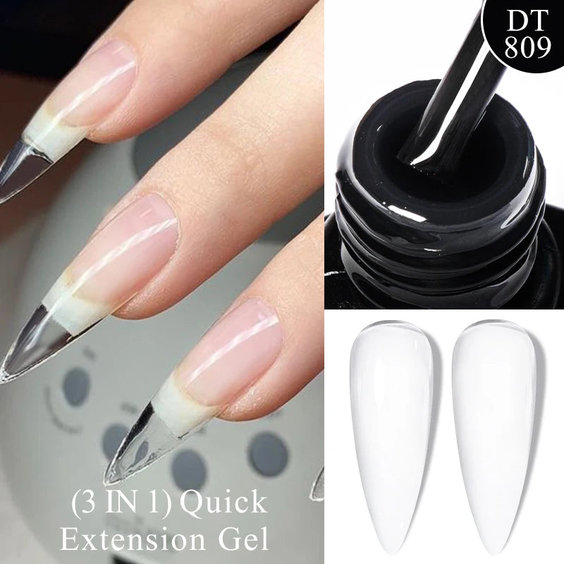 MEET ACROSS 7ml Quick Extension Gel Nail Polish Glitter Pink Gold Purple Milky White UV Gel Finger Prolong Varnish For Nails