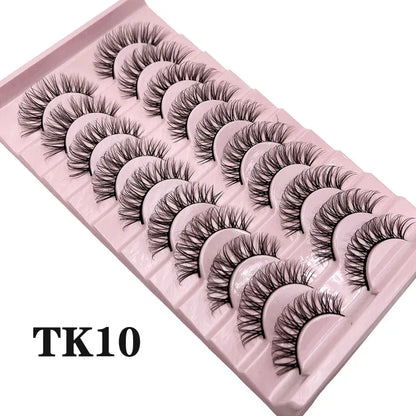 Natural Lashes 5/10 Pairs Eyelashes 3D Mink Lashes Manga Lashes Strip Lashes Band Soft Light False Eyelashes Makeup