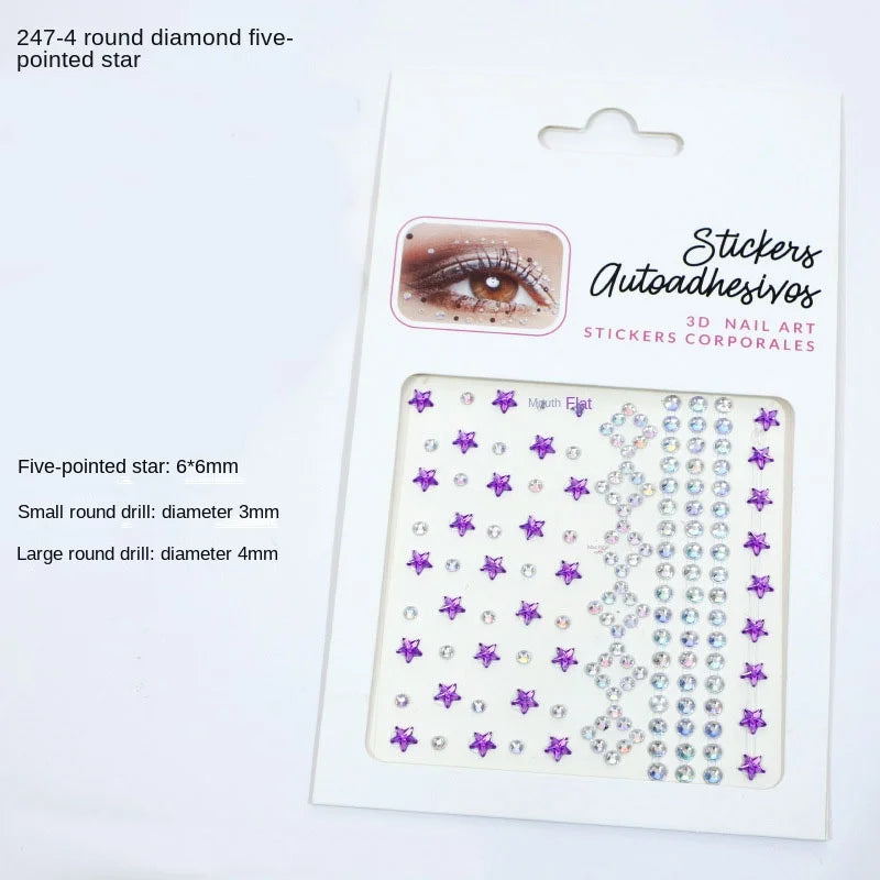 Karsyngirl 1 Sheet Eye Body Face Gems Jewels Rhinestone Stickers Self Adhesive Crystal Rainbow Makeup Diamonds Face Stick Gems