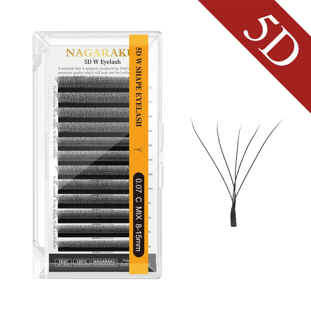 NAGARAKU 3D 4D 5D 6D W Shape  Premade Volume Fan WW Eyelash Extensions Soft Mesh Technological Lashes Makeup False Eyelashes