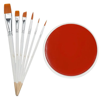 30g Professional Face Paint with 6 Brushes Body Paint Oil Face Painting Makeup Safe for Kids and Adults Split Color