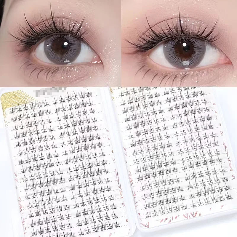 352 soft and lightweight fish tail single cluster eyelashes, 10-12 millimeters - perfect for daily makeup and eyelash extension