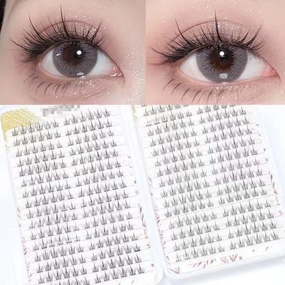352 soft and lightweight fish tail single cluster eyelashes, 10-12 millimeters - perfect for daily makeup and eyelash extension