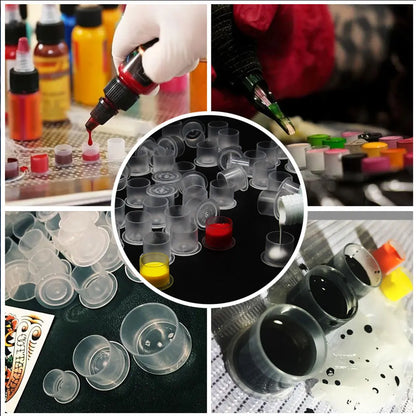 300/100pcs Tattoo Ink Cups Caps Disposable Microblading Tattoo Permanent Makeup Pigment Holder Container Caps Tattoo Accessories