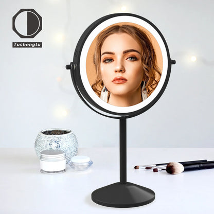 TUSHENGTU Charging Makeup Mirror With Light 10X Magnifying Double Mirrors For Makeup 360 Degrees Table Standing Cosmetic Mirror