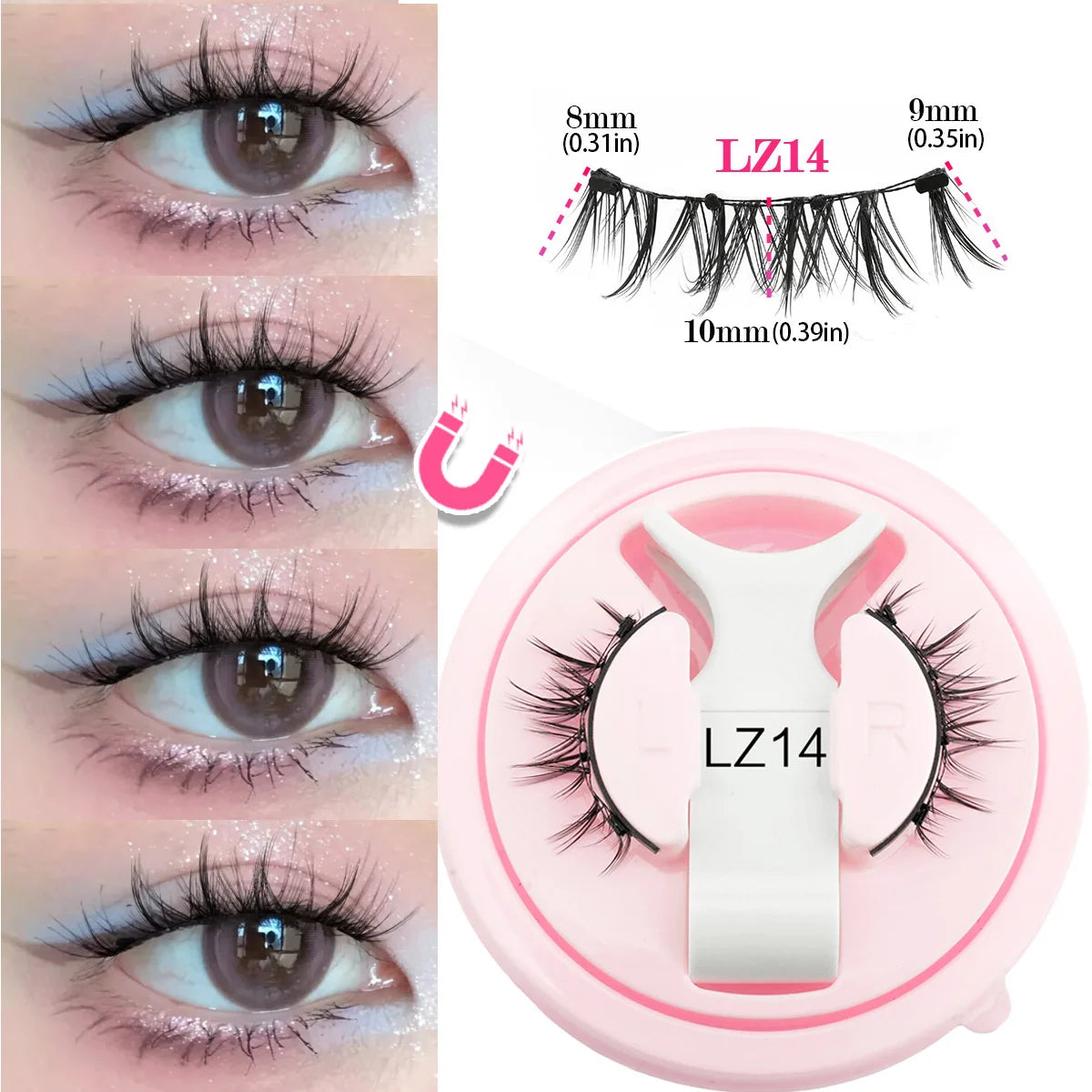 New Magnetic Eye Lashes With Winged Ends Soft Reusable Magnetic Lashes Natural Look 3D False Lashes Makeup With Magnet Tool