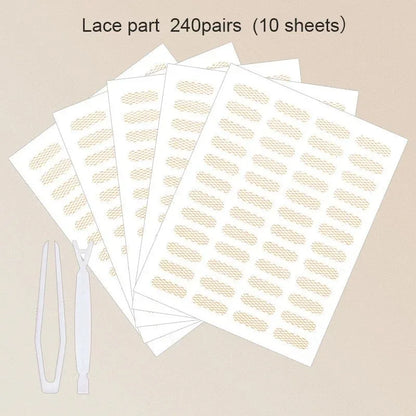 480Pcs Stealth Double Fold Eyelid Tape Fiber Sticker Lace Nature Clear Beige Stripe Self-adhesive Natural Eye Makeup with Tool