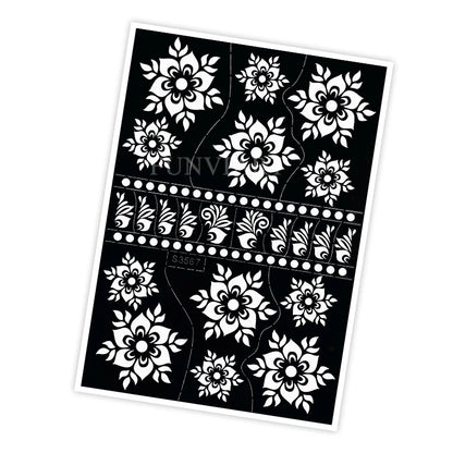 Reusable Henna Stencil for Hand Body Painting Flower Henna Tattoo Template for Women Wedding Festival Body Makeup Tattoo Tools