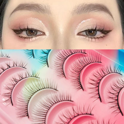 Natural Lashes 5/10 Pairs Eyelashes 3D Mink Lashes Manga Lashes Strip Lashes Band Soft Light False Eyelashes Makeup