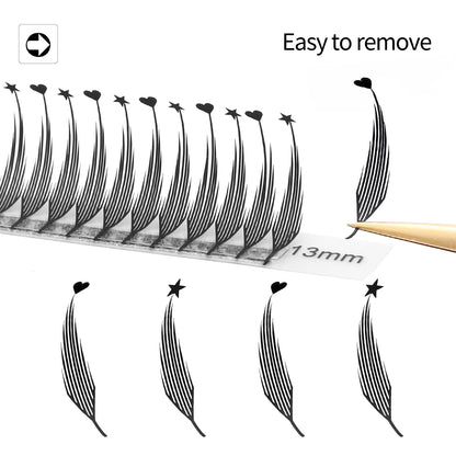 XIUSUZAKI Feather Shape Premade Fan Lashes New Heart Star Comic Spire Lashes Individual Volume False Eyelashes Extensions Makeup