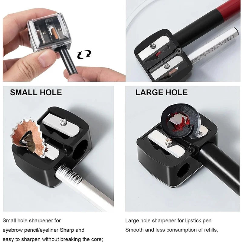 Eyebrow Eyeliner Pencil Cutting Variety Pen Sharpening Double Hole Design 2 in 1 Makeup Pencil Sharpener For Cosmetic Supplies