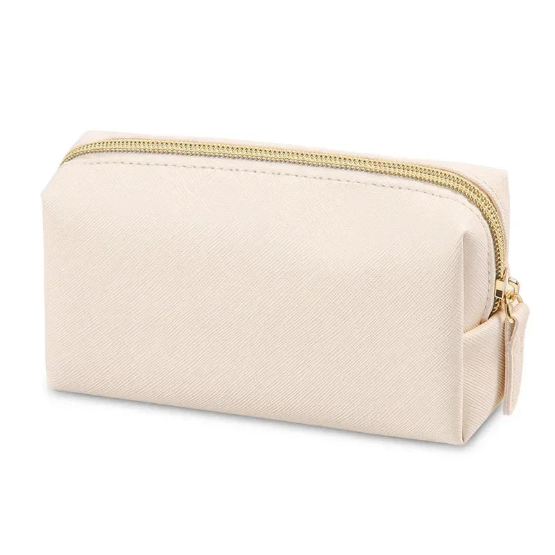 Women Cosmetic Bag Waterproof PU Leather Solid Color Makeup Pouch Travel Portable Wash Toiletry Storage Bag Organizer Purse 2023