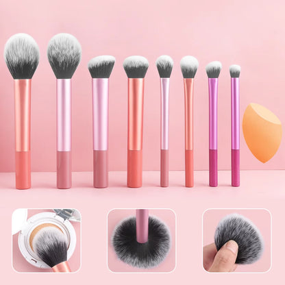 8pcs Pro Makeup Brush Set - Soft, Premium Synthetic Hair, Cruelty-Free, Easy to Clean, Foundation, Blush, Eyeshadow, Cosmetic