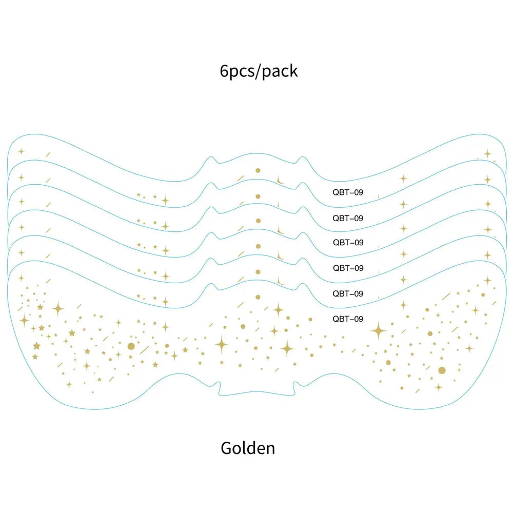 6pcs Hot Stamping Freckles Waterproof Temporary Tattoo Sticker Golden Silvery Metallic Flash Tato Glitter Body Art Face Makeup
