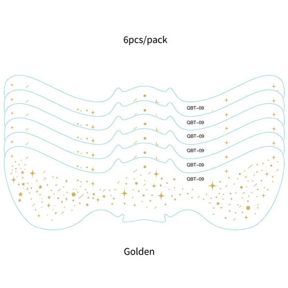 6pcs Hot Stamping Freckles Waterproof Temporary Tattoo Sticker Golden Silvery Metallic Flash Tato Glitter Body Art Face Makeup