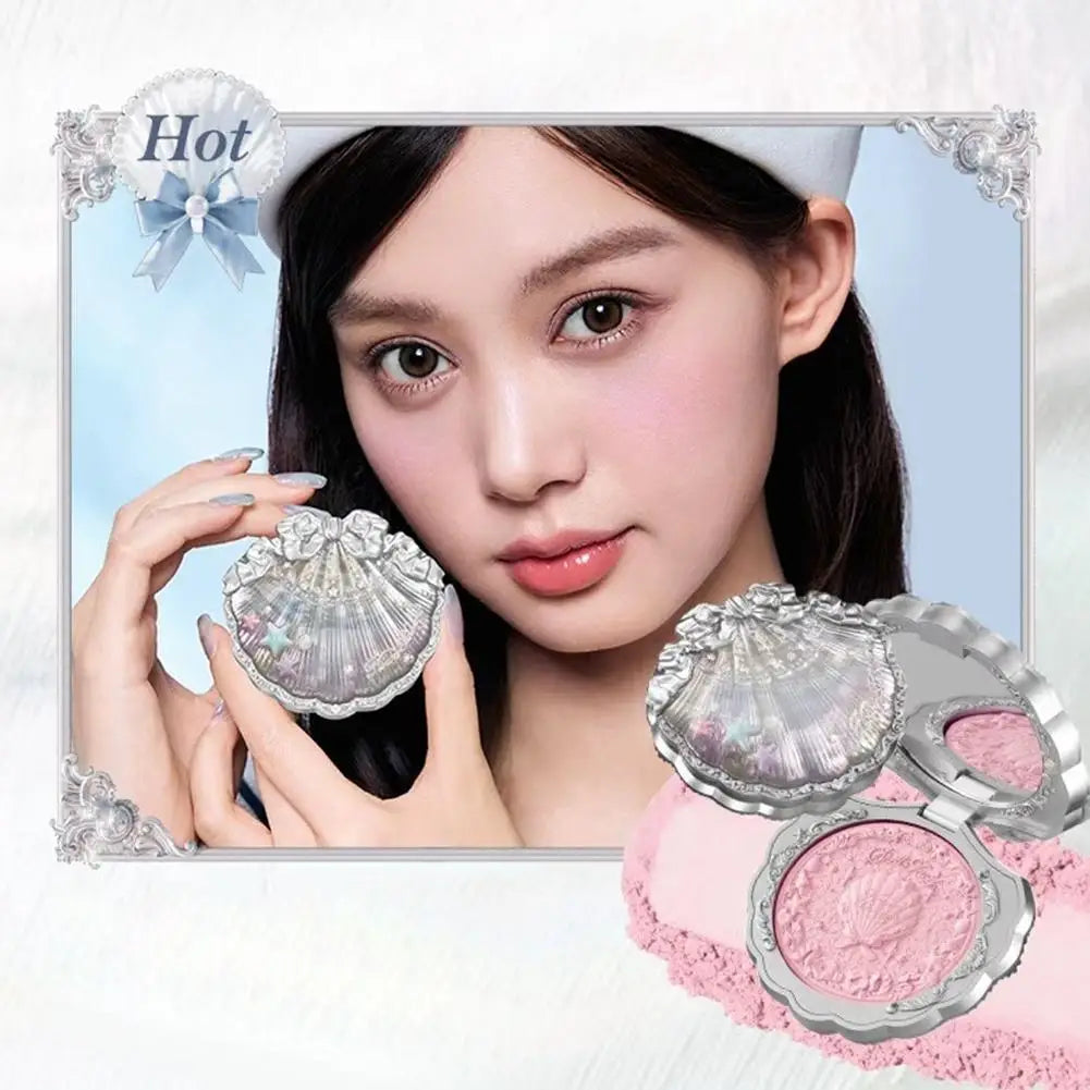 Shell Pearl Blush For Flower Knows Relief Matte Silk Satin Embossed Blush Makeup Long Lasting Brighten Blusher Pallet For Gift
