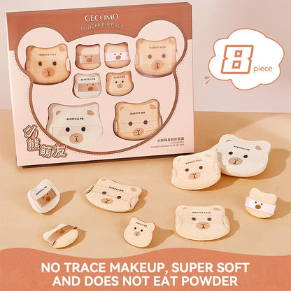 GECOMO powder puff set, with a soft and bouncy air cushion, flawless base makeup, setting cotton candy powder puff, gift set