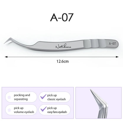 NATUHANA Professional Eyelash Extension Tweezers, High Precision Anti-Static Stainless Steel Lash Tools for Volume & Isolation