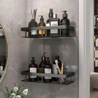 1/2/3pcs Aluminum Alloy No Drill Wall Bathroom Shelf Shampoo Rack Makeup Storage Organizer Shower Shelf Bathroom Accessories