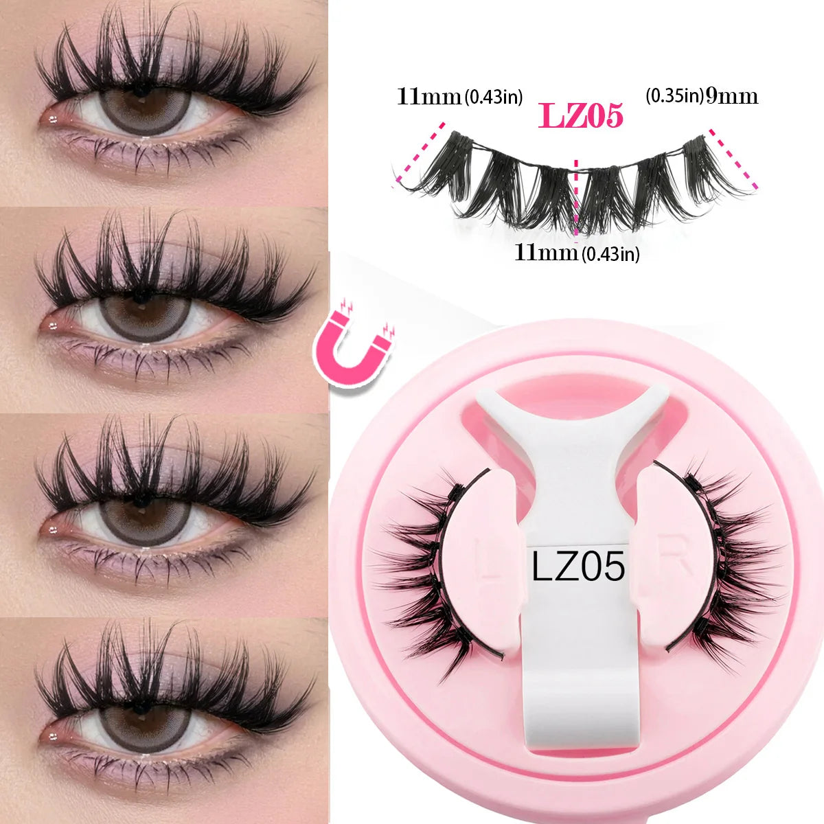 New Magnetic Eye Lashes With Winged Ends Soft Reusable Magnetic Lashes Natural Look 3D False Lashes Makeup With Magnet Tool