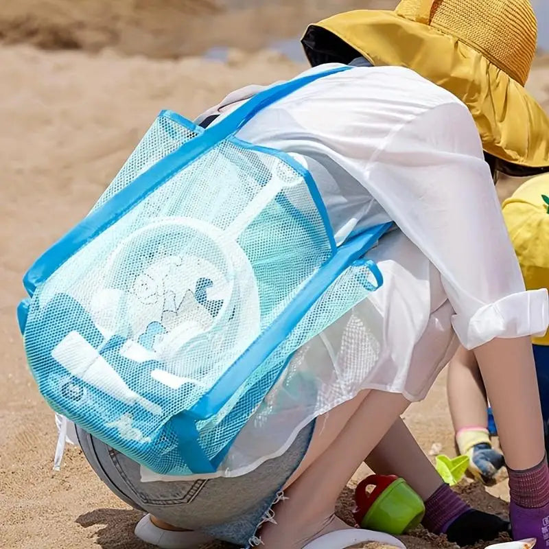 Handheld Large Capacity Portable Breathable Foldable Mesh Storage Bag Sand Away Beach Bag For Toys Outdoor Swimming
