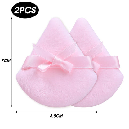 20pcs Makeup Puffs Short Fluff Bow Triangle Powder Puff Lightweight Crystal Velvet Face Eye Contouring Shadow Seal Cosmetic Puff
