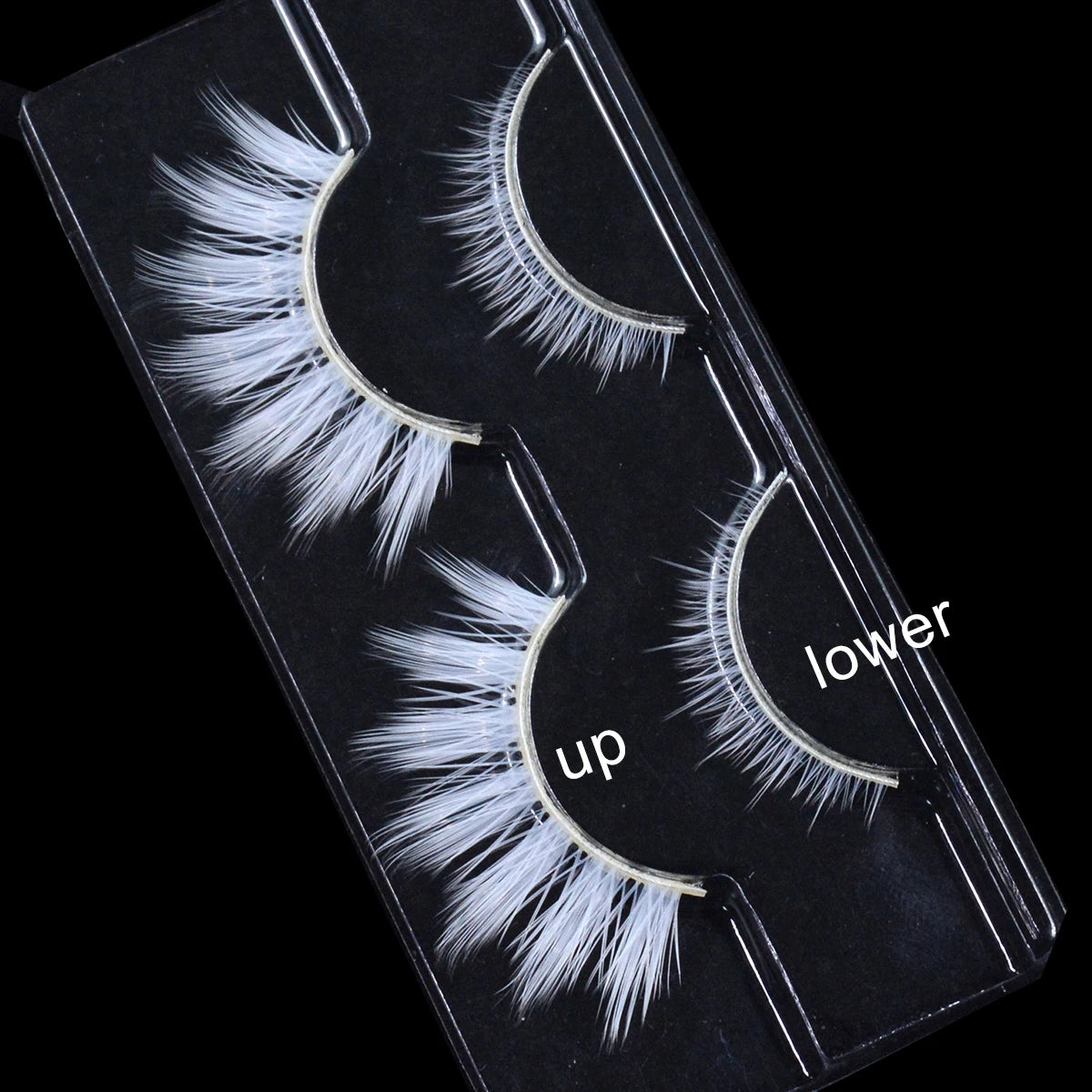 2 Pairs/cas 3D White Eyelashes Clear Band Snow Color Eye Lashes Cosplay Halloween Manga Lashes Makeup Up and Lower Bottom Lashes