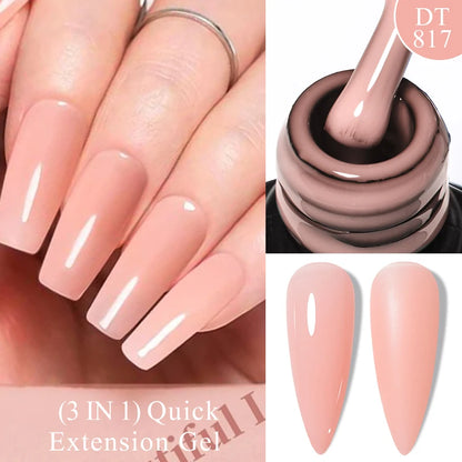 MEET ACROSS 7ml Quick Extension Gel Nail Polish Glitter Pink Gold Purple Milky White UV Gel Finger Prolong Varnish For Nails