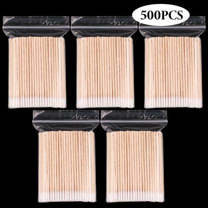 500/100/300pcs Disposable Wooden Micro Bud Swabs Lint Free Eyelash Extension Glue Removing Tools Makeup Mini Brush